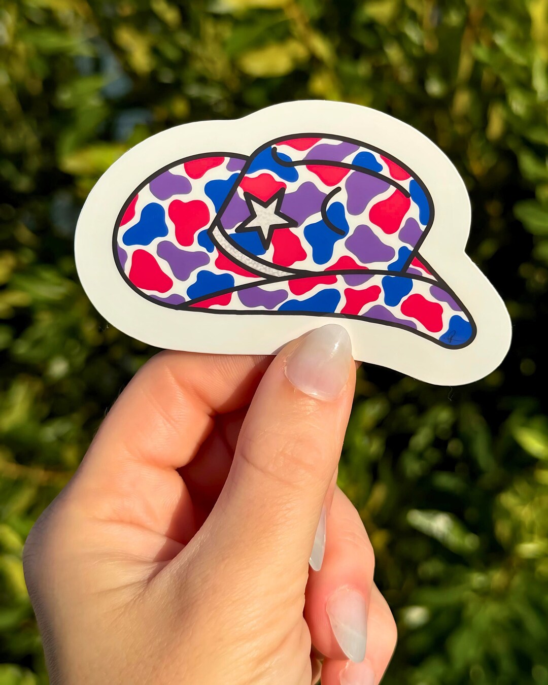 Bisexual Pride Flag Sticker - Colorful Cowprint Cowboy Hat Design ...