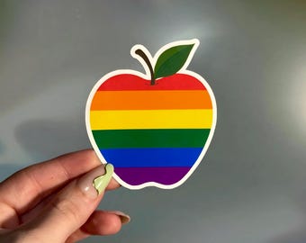 Pegatina de Apple con el Orgullo Arcoíris: Vinilo LGBTQ+ para portátil y botella de agua
