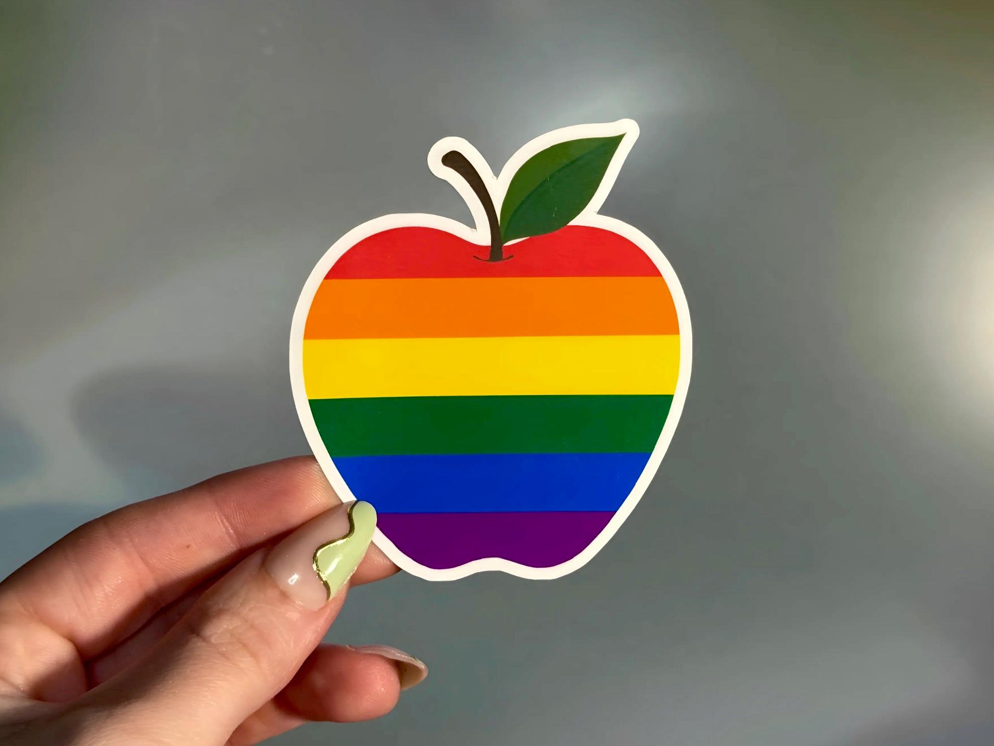 Rainbow Apple Decal - Etsy