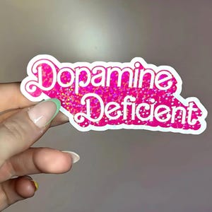 Pegatina holográfica divertida para TDAH, calcomanía rosa para personas con deficiencia de dopamina, Barb Retro 90s Y2K Millennial, muñeca rosa, regalo para amigos con TDAH, neurodivergente