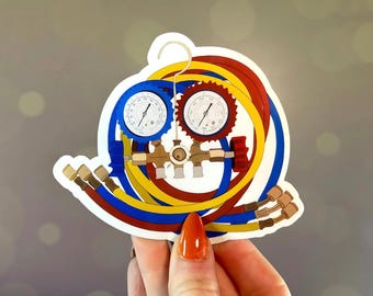 HVAC Gauge Sticker: Refrigerant Manifold Vinyl Decal