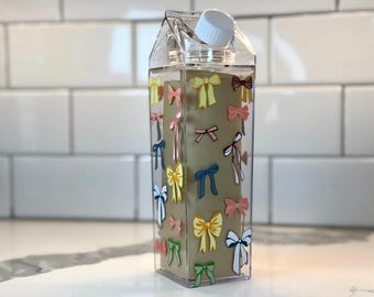 Botella de agua de cartón de leche – Bows, reutilizable, 17 oz, sin BPA