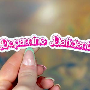 Dopamin-Mangel-Aufkleber für ADHS-Frauen, süßes holografisches oder glänzendes Vinyl, Retro 90er Jahre Y2K Millennial, rosa Puppe Aufmerksamkeit ADHS Freunde Geschenk