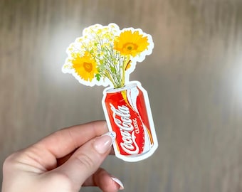 Pegatina retro de girasol de lata de Coca Cola: vinilo resistente al agua