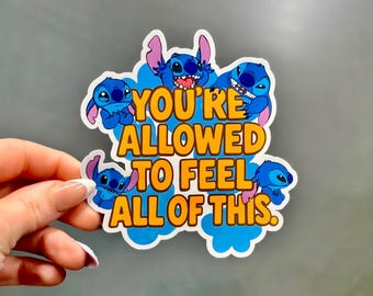 Pegatina de salud mental de extraterrestre azul / Cita sobre aprendizaje socioemocional (SEL)