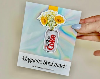 Marcador magnético de lata de Coca-Cola Light con girasoles / Planificador floral bonito