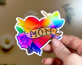 Tatuaje holográfico de corazón para mamá con TDAH: regalo de neurodiversidad