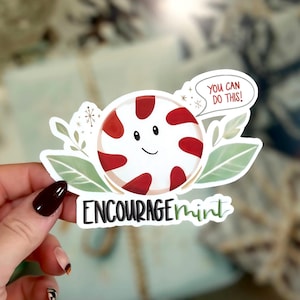 Sticker menthe encourageant pour les fêtes - Sticker motivant menthe poivrée - Sticker vinyle You can do this - Sticker cadeau de Noël mignon menthe jeu de mots