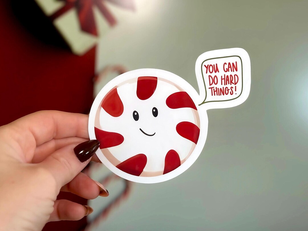 Encourage-mint Sticker, You Can Do Hard Things, Cute Punny Sticker ...