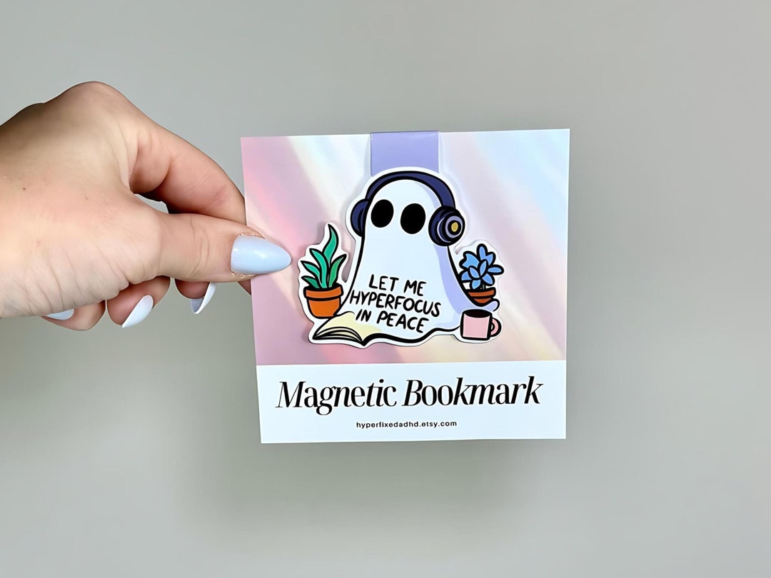 ADHD Ghost Magnetic Bookmark: Spooky Book Lover Gift - Etsy