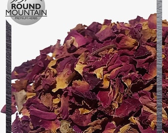 Tisane de qualité supérieure aux pétales de rose rouge | Rose gallique | Pétales de fleurs | Fleur séchée | Pétales de fleurs de qualité alimentaire | Aromathérapie