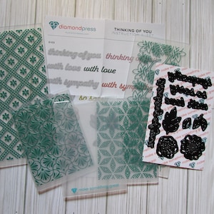 Diamond Press Thinking of you embossing folders and Sentiment dies