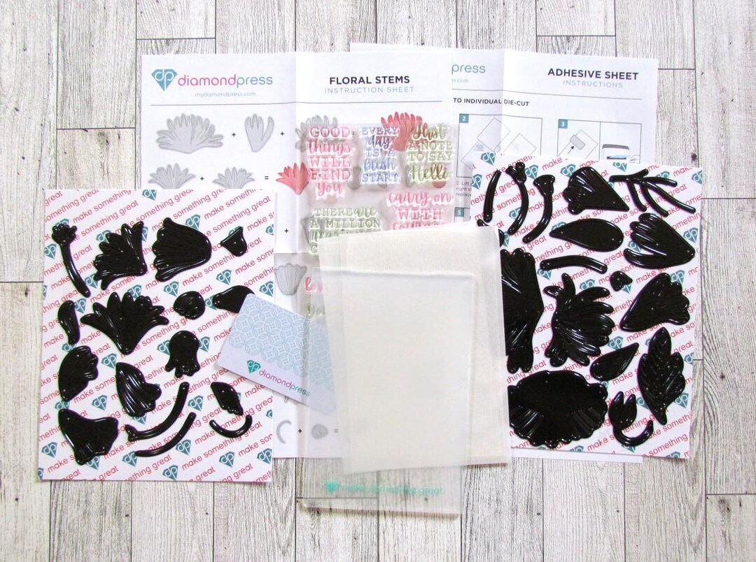 Diamond Press Floral Stems Stamp and Die Set - Etsy