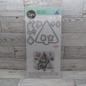 Sizzix Weihnachtsbaum, Joy to the World Framelits mit Stempeln