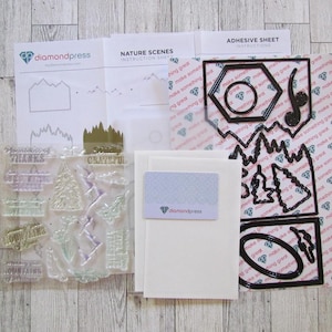 Juego de sellos y troqueles con escenas de la naturaleza de Diamond Press