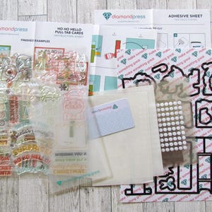 Diamond Press Ho Ho Hello Pull-Tab Cards stamp and die set