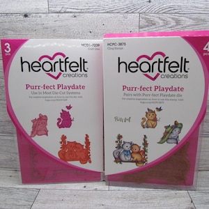 Conjunto de carimbos e matrizes Heartfelt Creations Purr-fect Playdate
