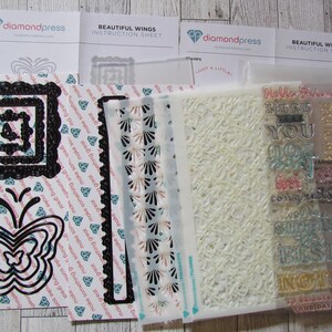 Diamond Press Beautiful Wings-set stencil, stempels en stansvorm