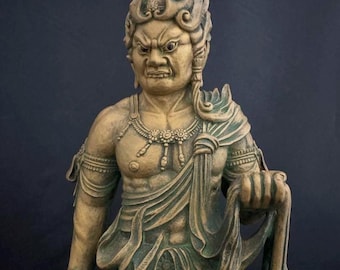 Vintage Bronze Fudō Myōō Statue by Matsuhisa Sōrin, 11.8 Inches Tall, Feng Shui Protection, Vintage Buddhist Sculpture with Box
