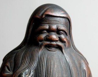 Antique Bizen Ware Jurōjin Statue | Early 20th Century | Japanese Ceramic Seven Lucky Gods Figurine | Taisho Showa Era Collectible