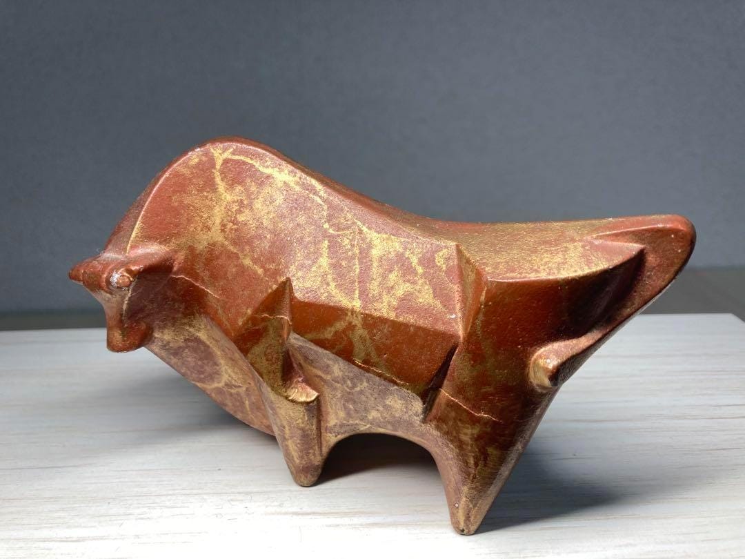 Sotaro Saegusa Metal Ox Sculpture – Zodiac Bull Figurine