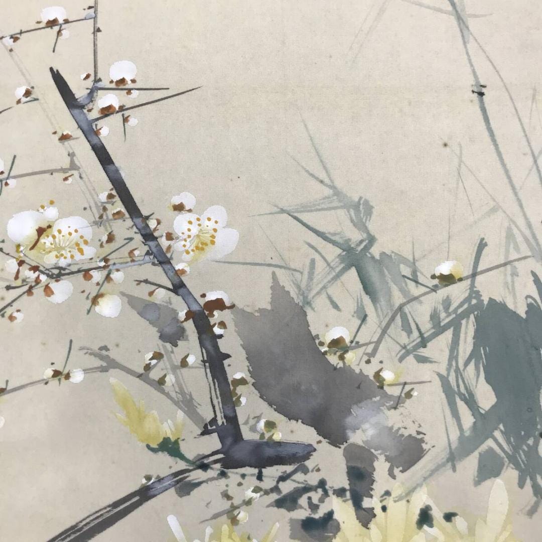 井出岳水作 四君子掛軸 絹本花鳥画 箱付 165×39cm 日本の花鳥画 - Etsy