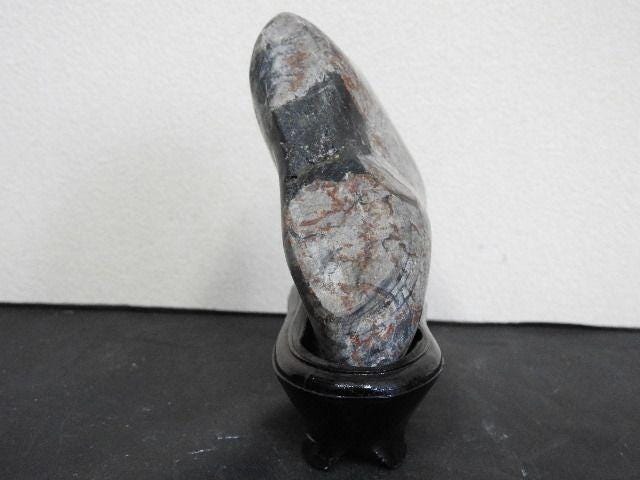 菊花石 水石 木製ベース – 日本の菊花石装飾盆栽アクセント石 11.2 cm