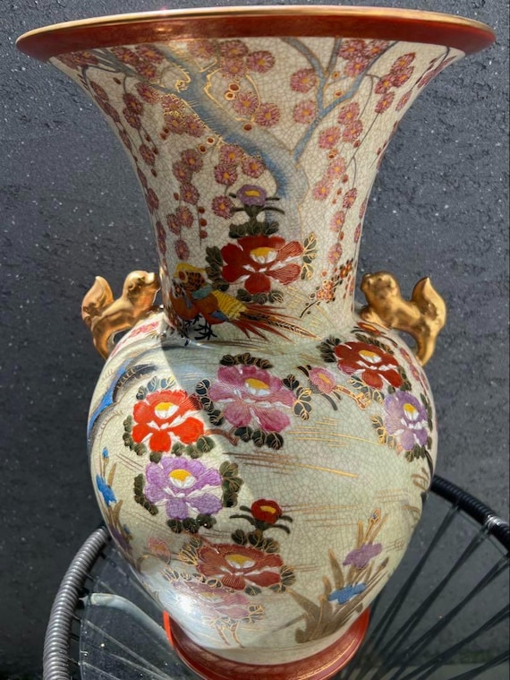 ドラゴン彫刻 陶器 花瓶 約50cm