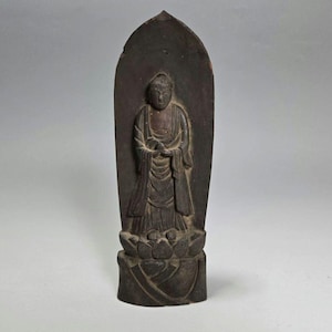 Edo-Periode Yakushi Nyorai Holzstatue - Antike Japanische Medizin Buddha Skulptur mit ungewöhnlicher Handhaltung