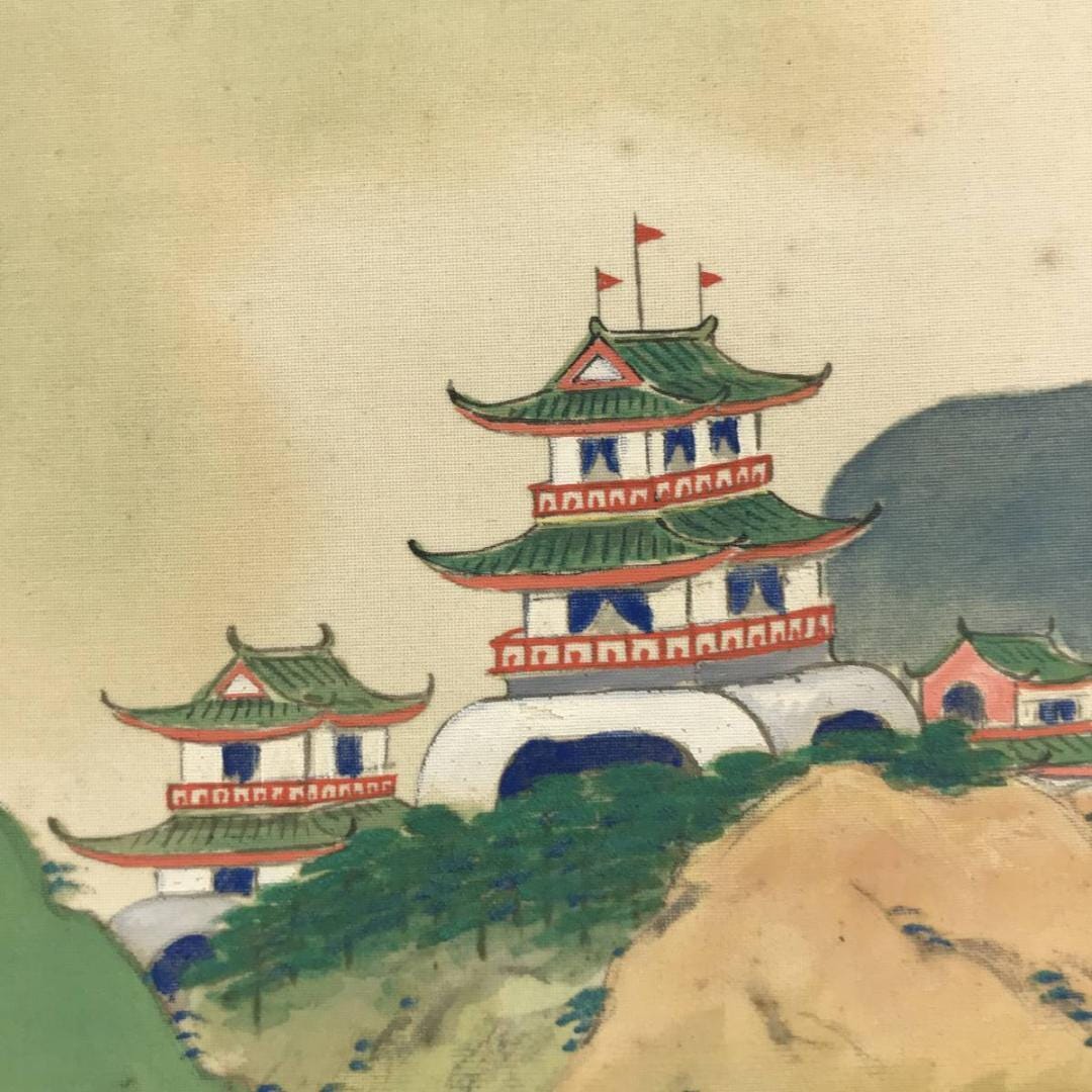 蓬莱山 水墨画 滝と山の風景 掛軸 【公式通販】