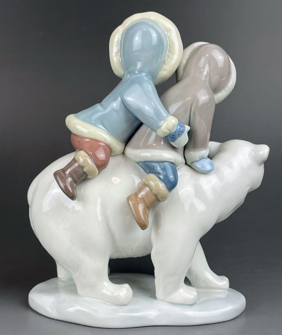 Lladro Eskimo Riders on Polar Bear – Porcelain Figurine of Inuit