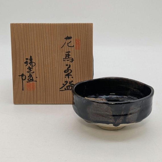 瑞光窯 佐々木八十二織部茶碗 – 美濃焼 抹茶茶碗 サイン入り木箱付き