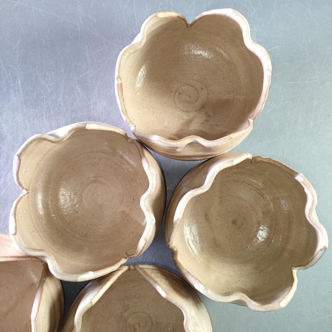 萩焼 九頭謙信作 割山椒椀 5個セット - 木箱入りの素朴な懐石・和菓子