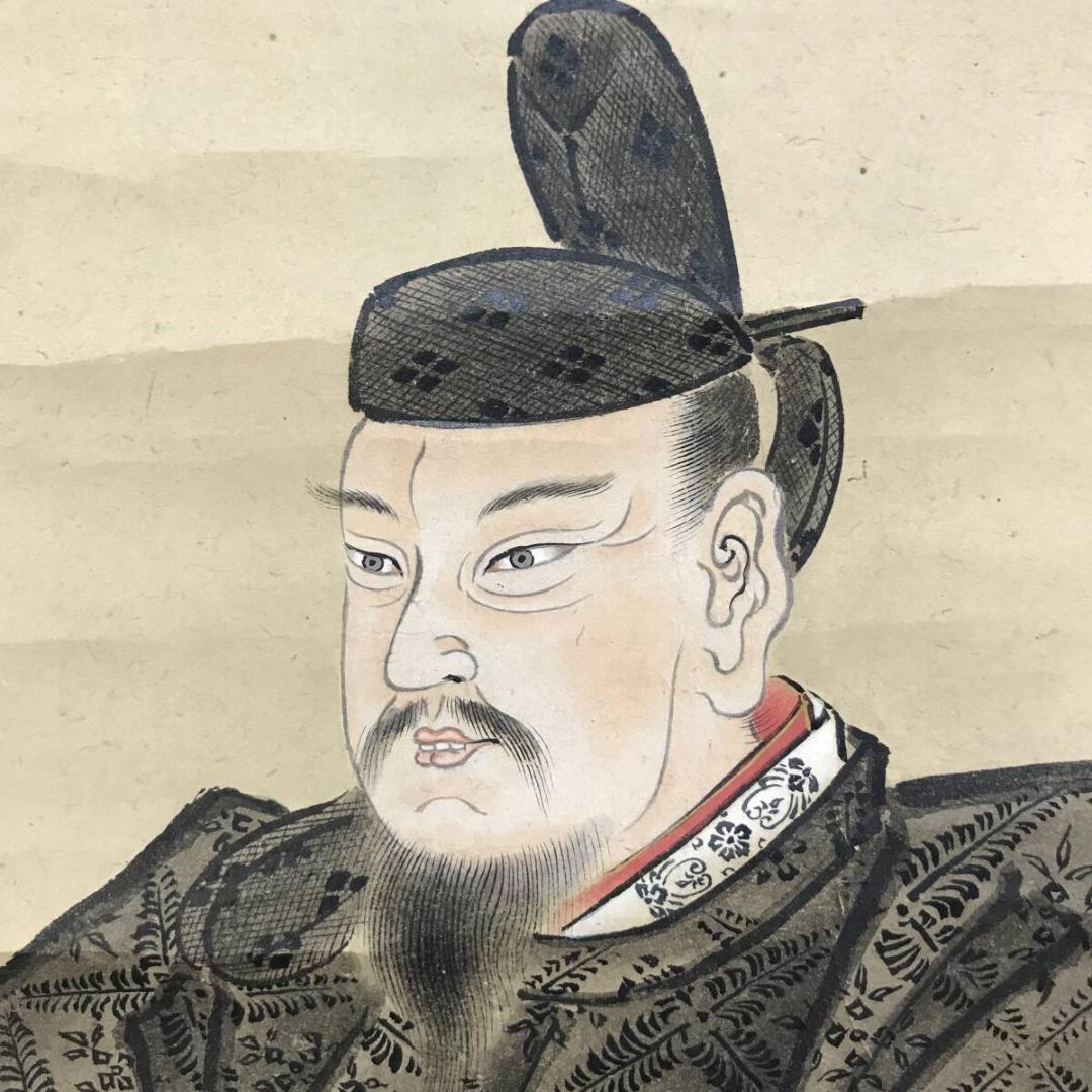 小柴師直筆 天神像掛軸 – 学問の神、菅原道真、紙本江戸風日本画
