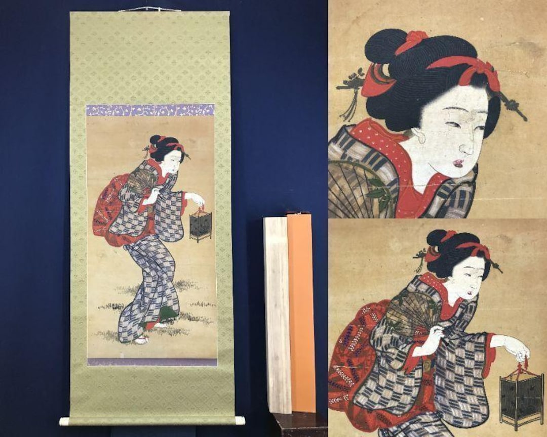 美人画掛軸（作者不詳) Hanging Scroll Bijinga 美人画掛軸（作者不詳