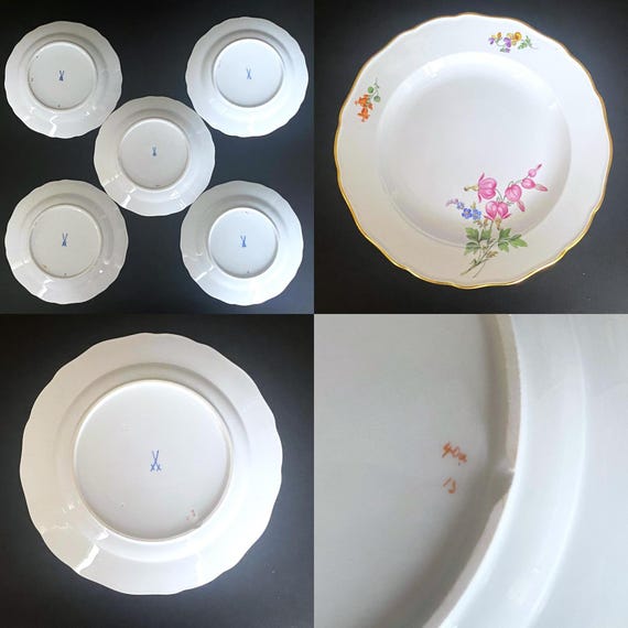 Meissen Crossed Swords Tea Cup and Saucer Set With Large & Medium