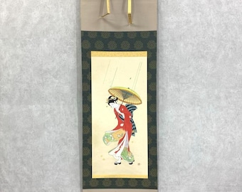 Antique Bijin-ga Hanging Scroll – Traditional Japanese Beauty in