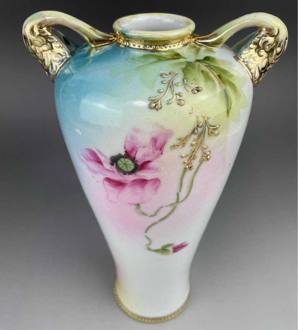アンティーク ノリタケ ポピー花瓶 1915年頃 – アールヌーボー様式の花