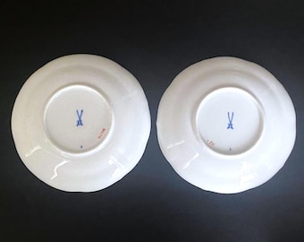 Meissen Crossed Swords Tea Cup and Saucer Set With Large & Medium