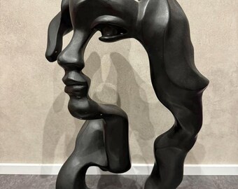1979 Austin Prod Face Statue Plaster Abstract Design Bold Vintage
