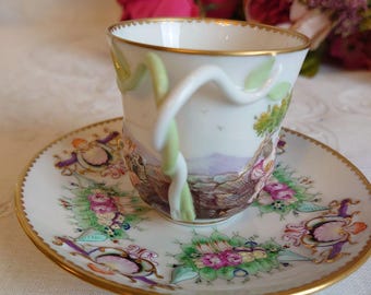 Richard Ginori Capodimonte Doccia Cup & Saucer - Hand-painted