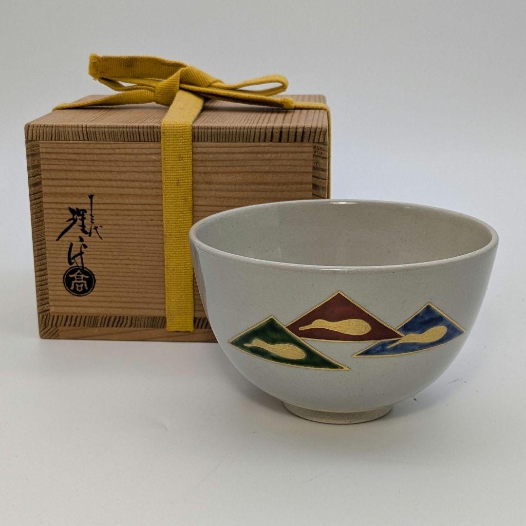 Japanese Rihei-yaki Matcha Bowl by 13th Kitarippei – Elegant Tea