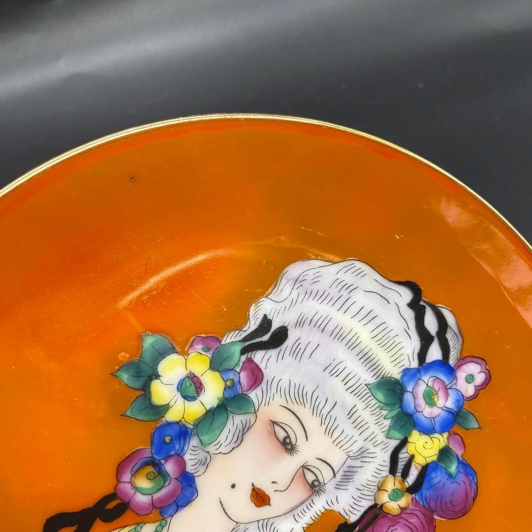 オールド ノリタケ アールデコ プレート – 花をつけたポンパドール夫人