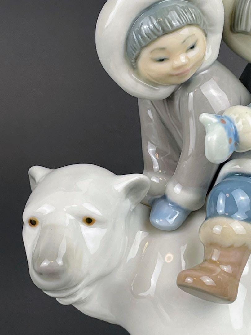 Lladro Eskimo Riders on Polar Bear – Porcelain Figurine of Inuit