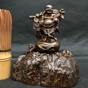 Bronze Hotei Statue – Japanese Seven Lucky Gods Figurine for Feng Shui Wealth & Happiness, Fortune Buddhist Sculpture