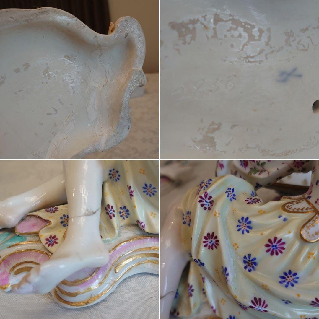 マイセン　大型　ポプリボウル　ペア　貴婦人　貴公子 マイセン 大型 ポプリボウル ペア 貴婦人 貴公子 マイセン 波の