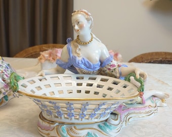 希少なマイセン ポプリボウル ペア – 貴族と貴婦人 – アンティーク