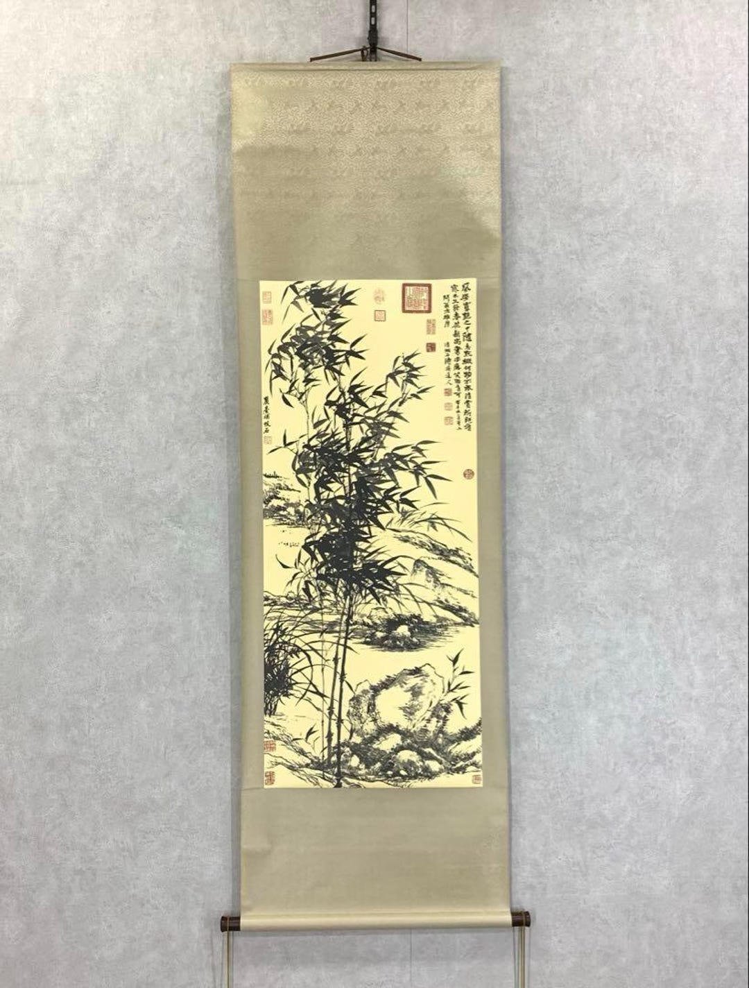 清元季・王元奇作「蘭竹図」中国風掛軸 ― 優美な蘭と竹の絵画複製