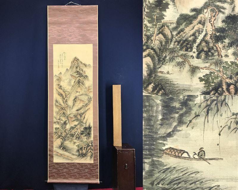 ♥模写田能村直入 羅漢図 掛け軸 掛軸 骨董品 ♥模写田能村