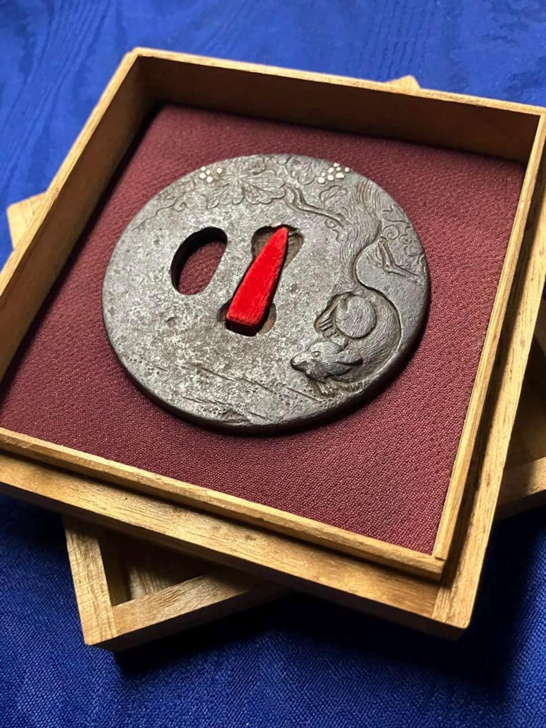 Vintage Iron Tsuba With Silver Inlay | Rare Design, Samurai Sword Guard ...